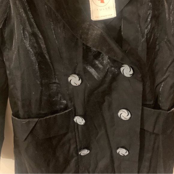 Anthropologie TULLE Double Breasted Button Front Sheen Finish Trench Coat - Picture 4 of 13